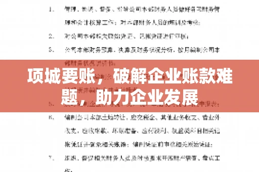 项城要账，破解企业账款难题，助力企业发展