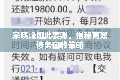 宋晓峰如此要账，揭秘高效债务回收策略